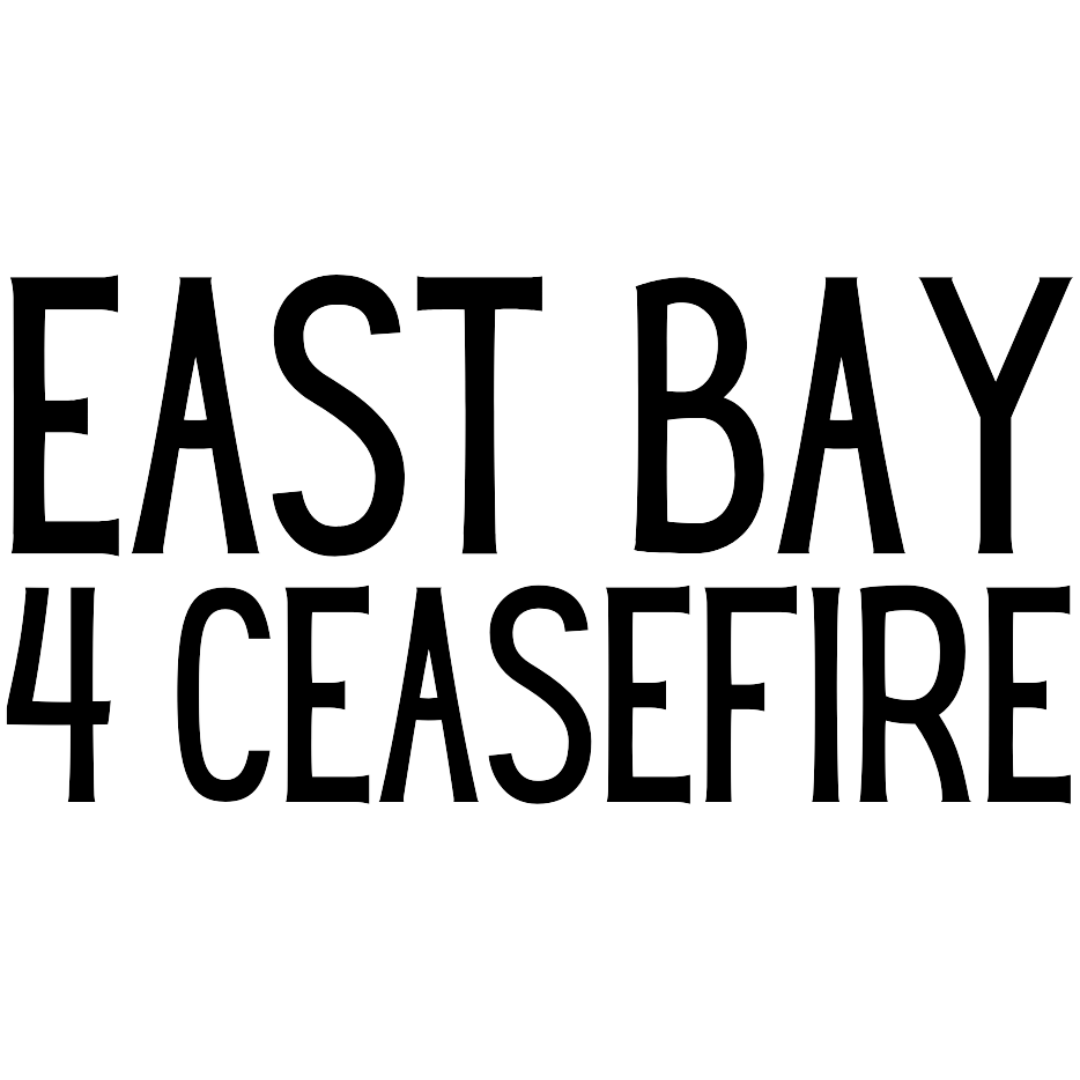 The logo for East Bay 4 Ceasefire Now